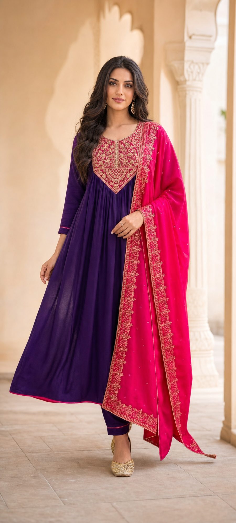 Antique Gold — warm mustard-gold ensemble with woven motifs, d'Trenz Nandyal
