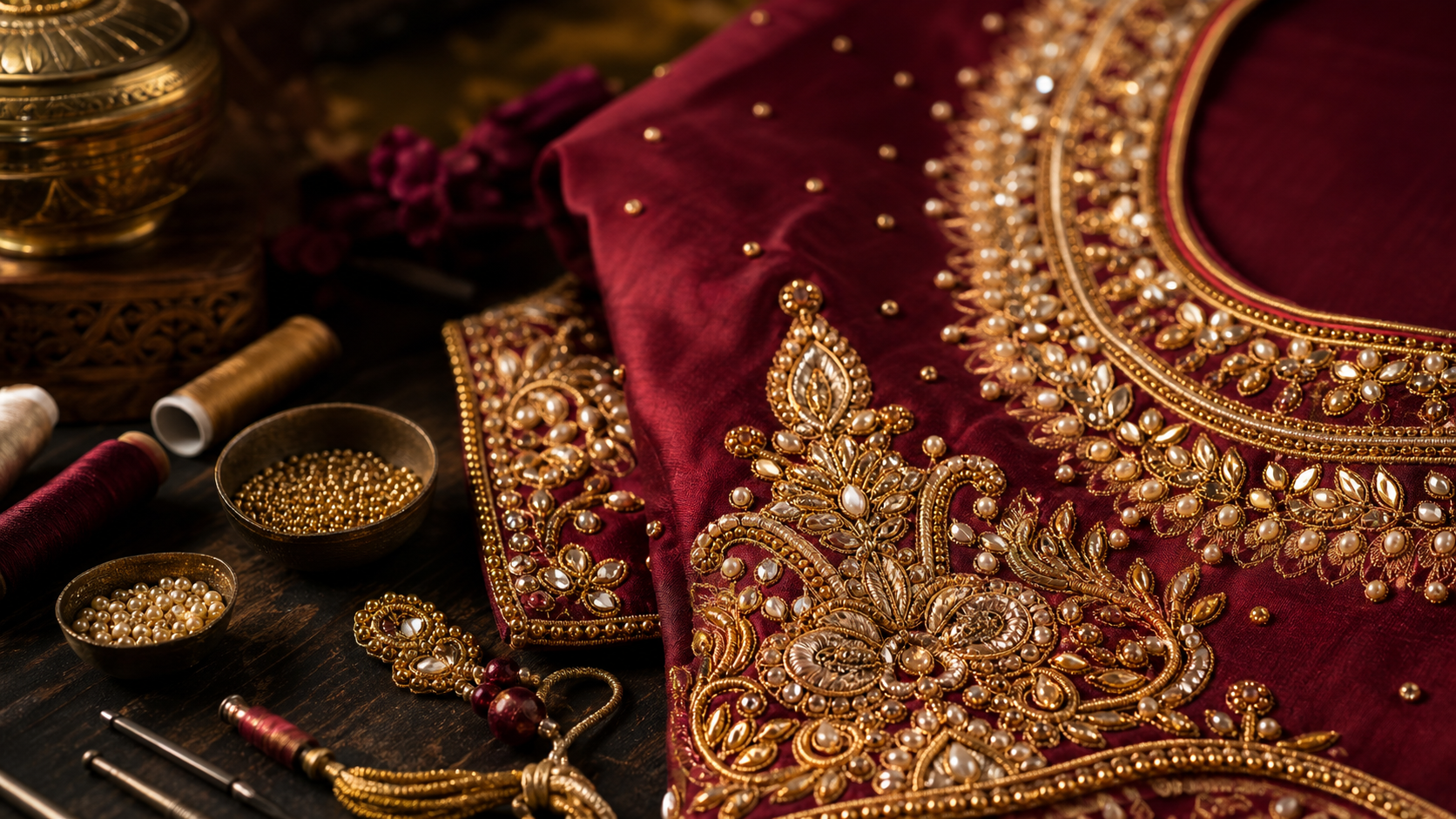 Magam work embroidery guide — traditional Andhra blouse art